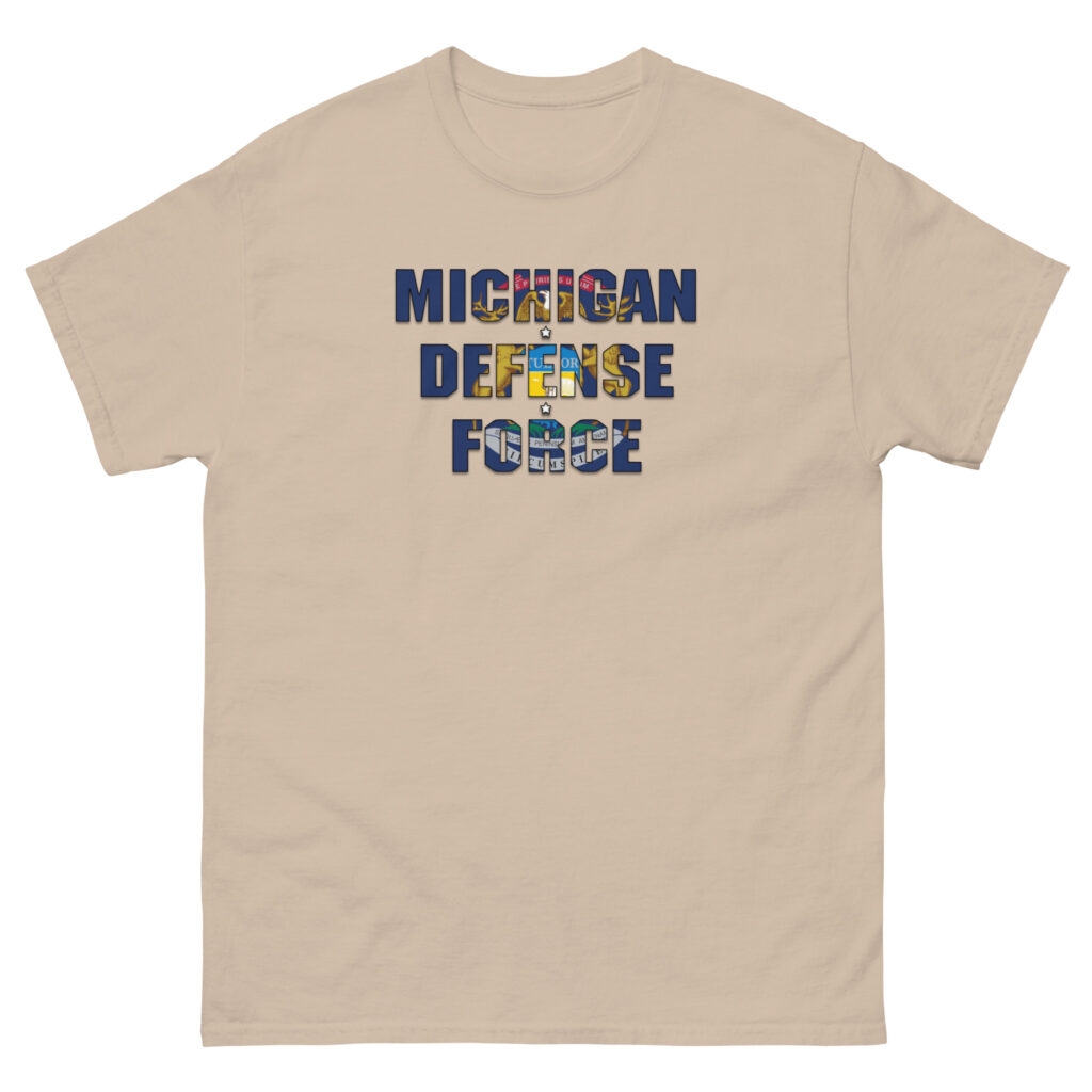 Michigan Defense Force Flag T-Shirt - Image 5