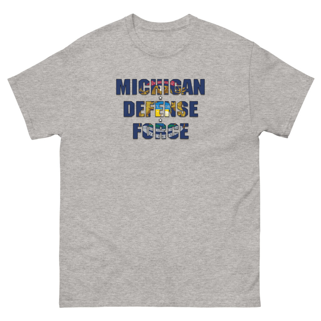 Michigan Defense Force Flag T-Shirt - Image 3