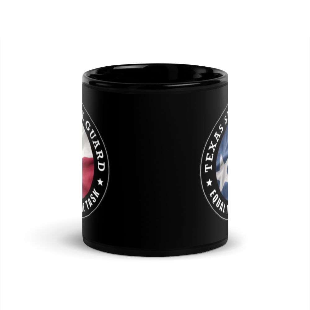 Texas State Guard 'Equal to the Task' Black Glossy Mug - Image 3