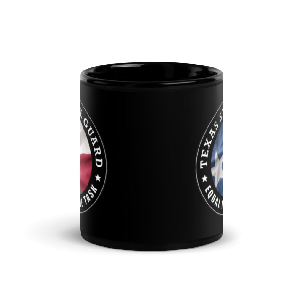 Texas State Guard 'Equal to the Task' Black Glossy Mug - Image 3