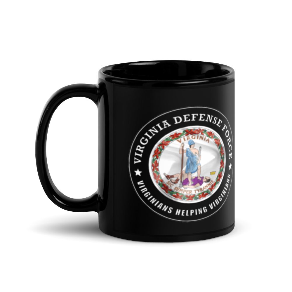 Virginia Defense Force Black Glossy Mug - Image 2