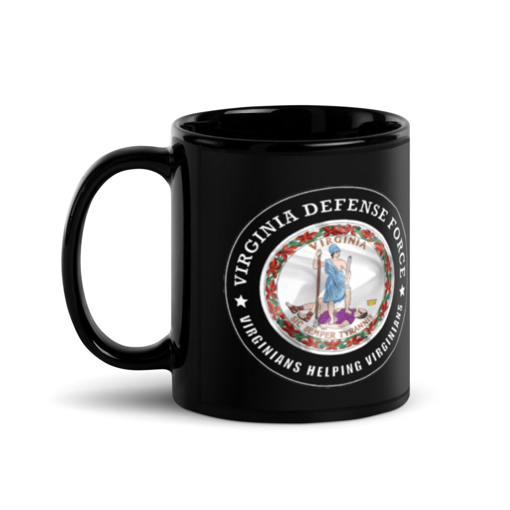 Virginia Defense Force Black Glossy Mug - Image 2