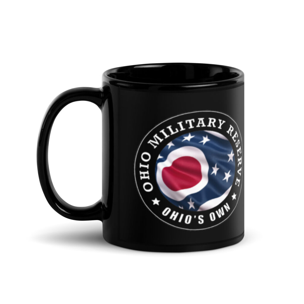 Ohio Military Reserve Black Glossy Mug - Image 2