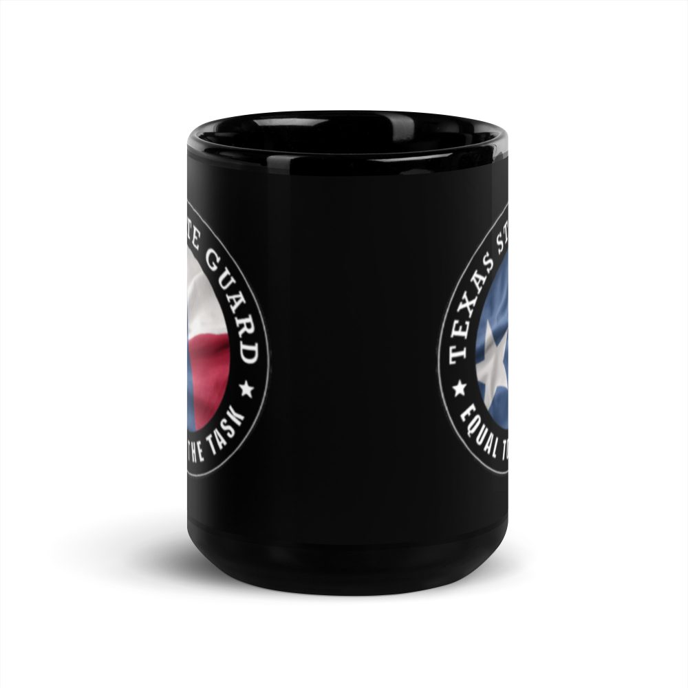 Texas State Guard 'Equal to the Task' Black Glossy Mug - Image 6