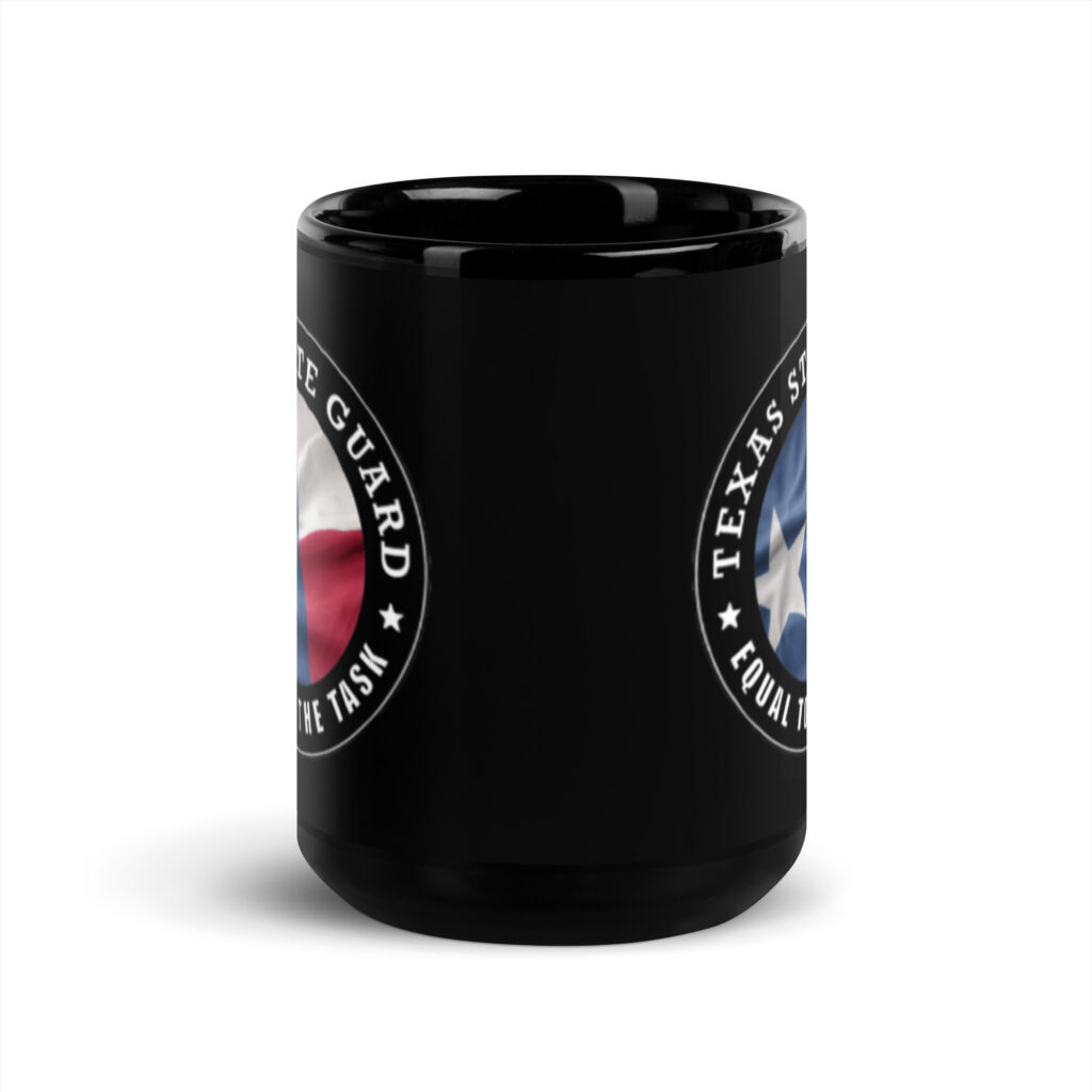 Texas State Guard 'Equal to the Task' Black Glossy Mug - Image 6