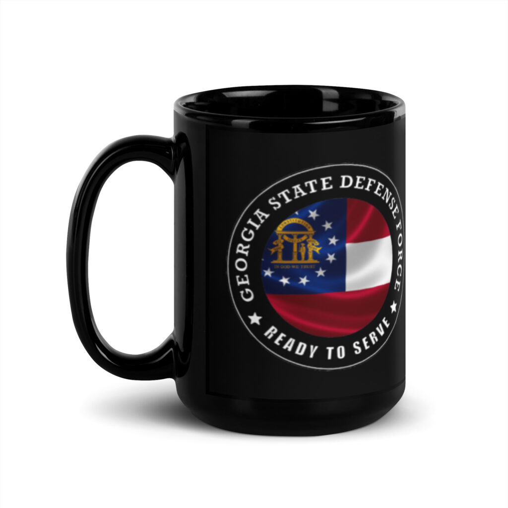 Georgia State Defense Force 'Ready To Serve' Black Glossy Mug - Image 4