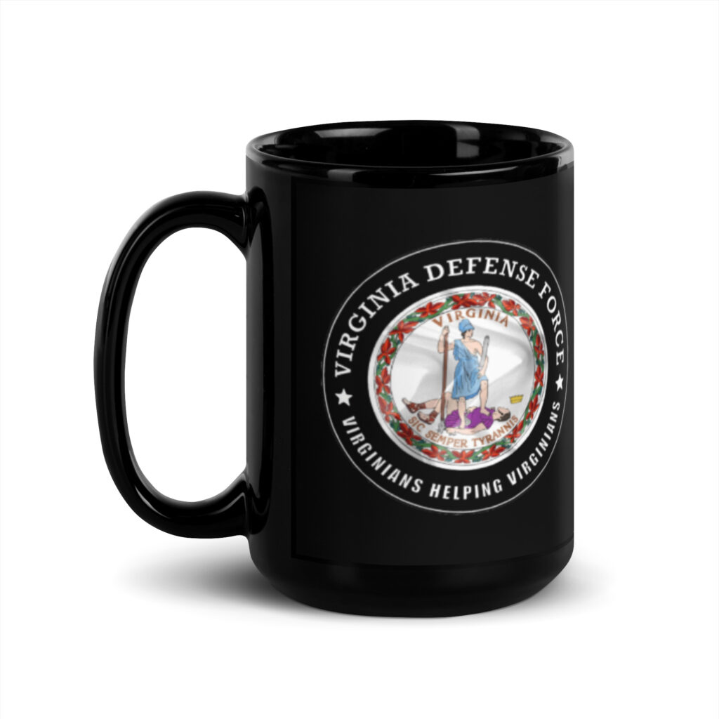 Virginia Defense Force Black Glossy Mug - Image 4
