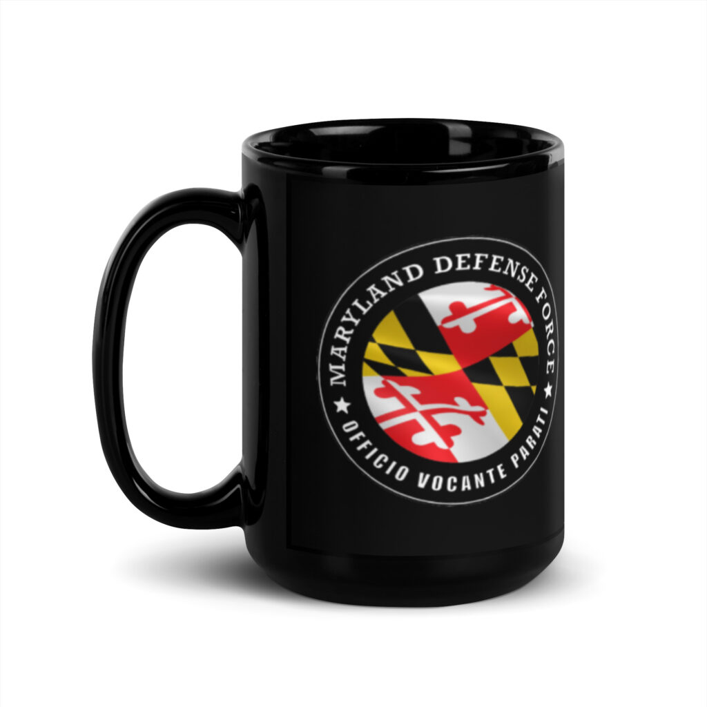 Maryland Defense Force Black Glossy Mug - Image 4
