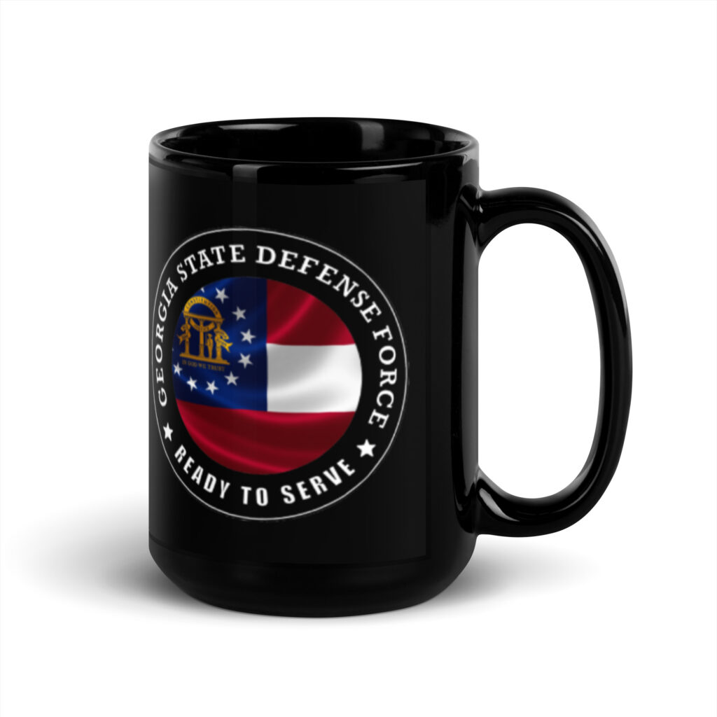 Georgia State Defense Force 'Ready To Serve' Black Glossy Mug - Image 5