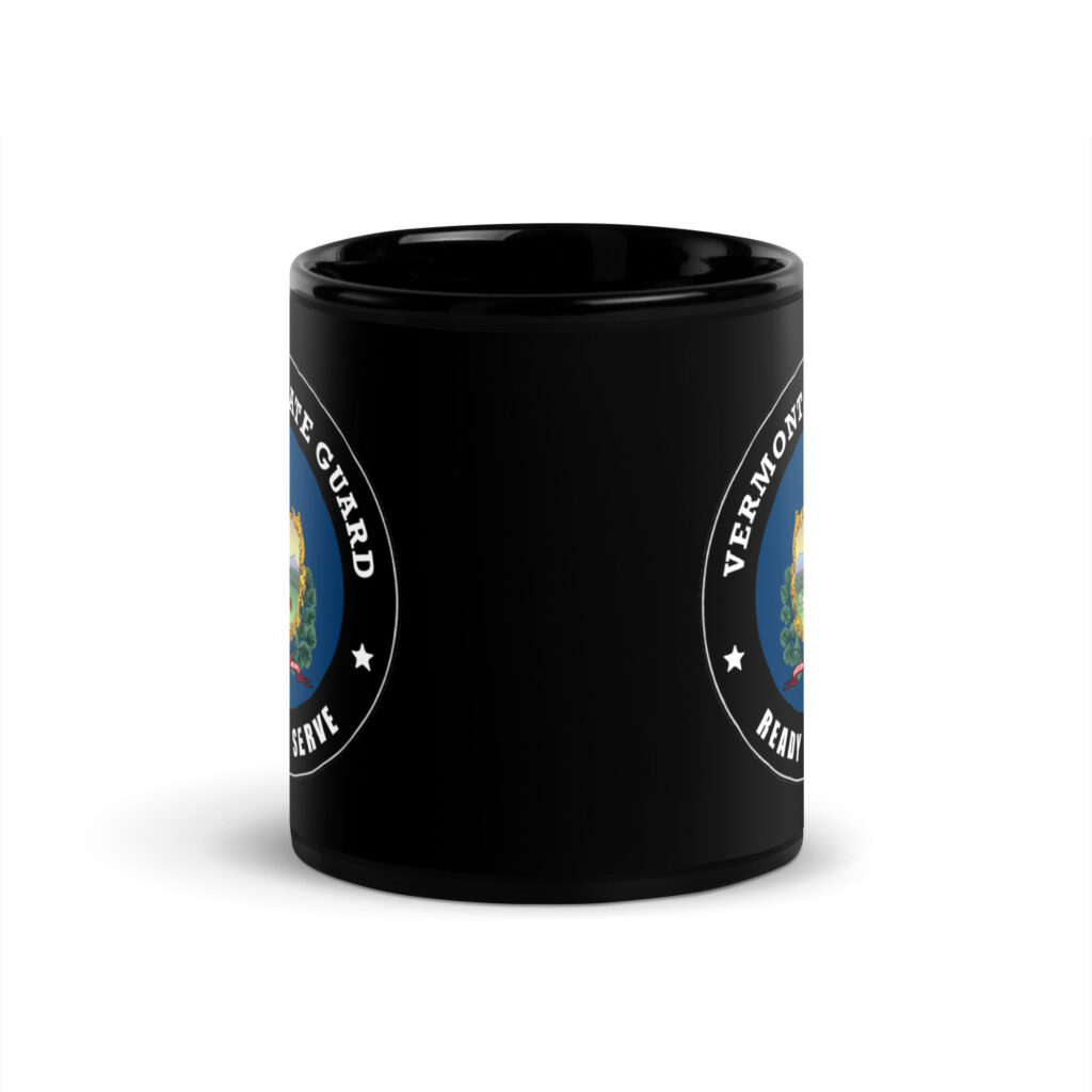 Vermont State Guard Black Glossy Mug - Image 3