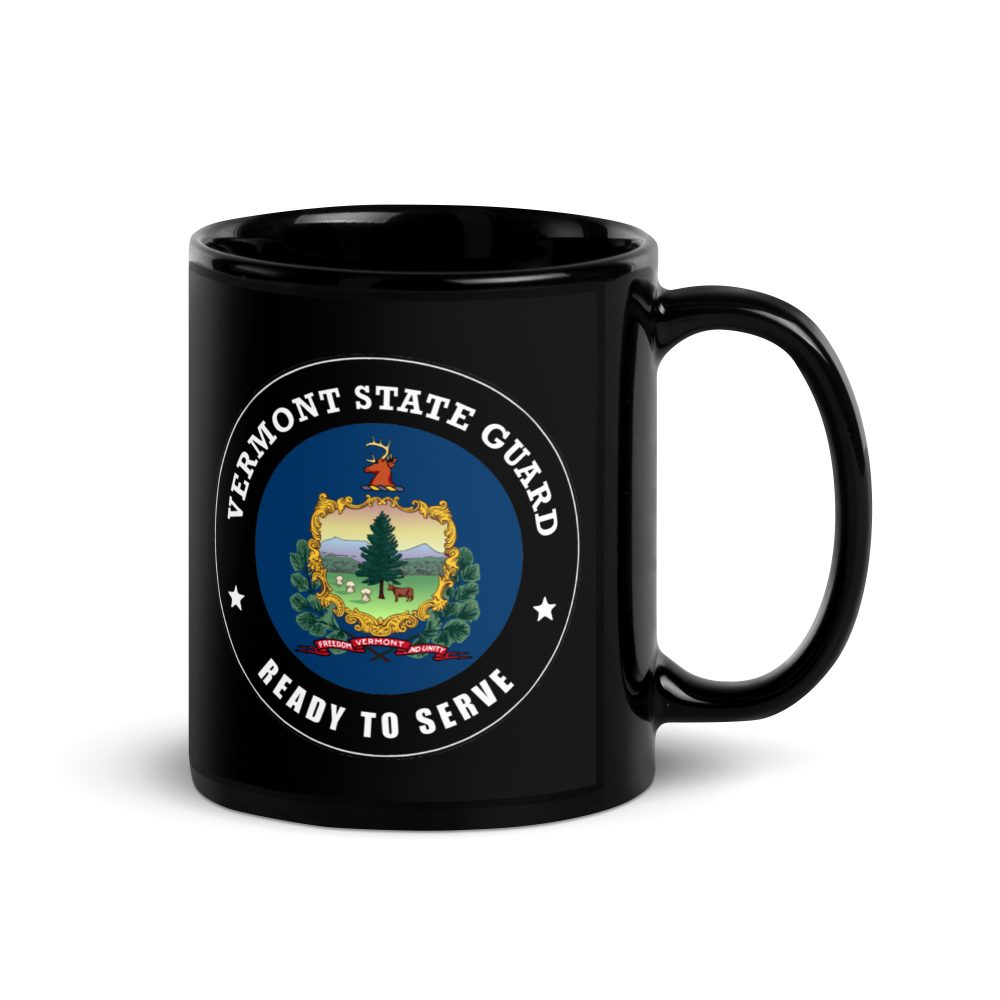 Vermont State Guard Black Glossy Mug - Image 2