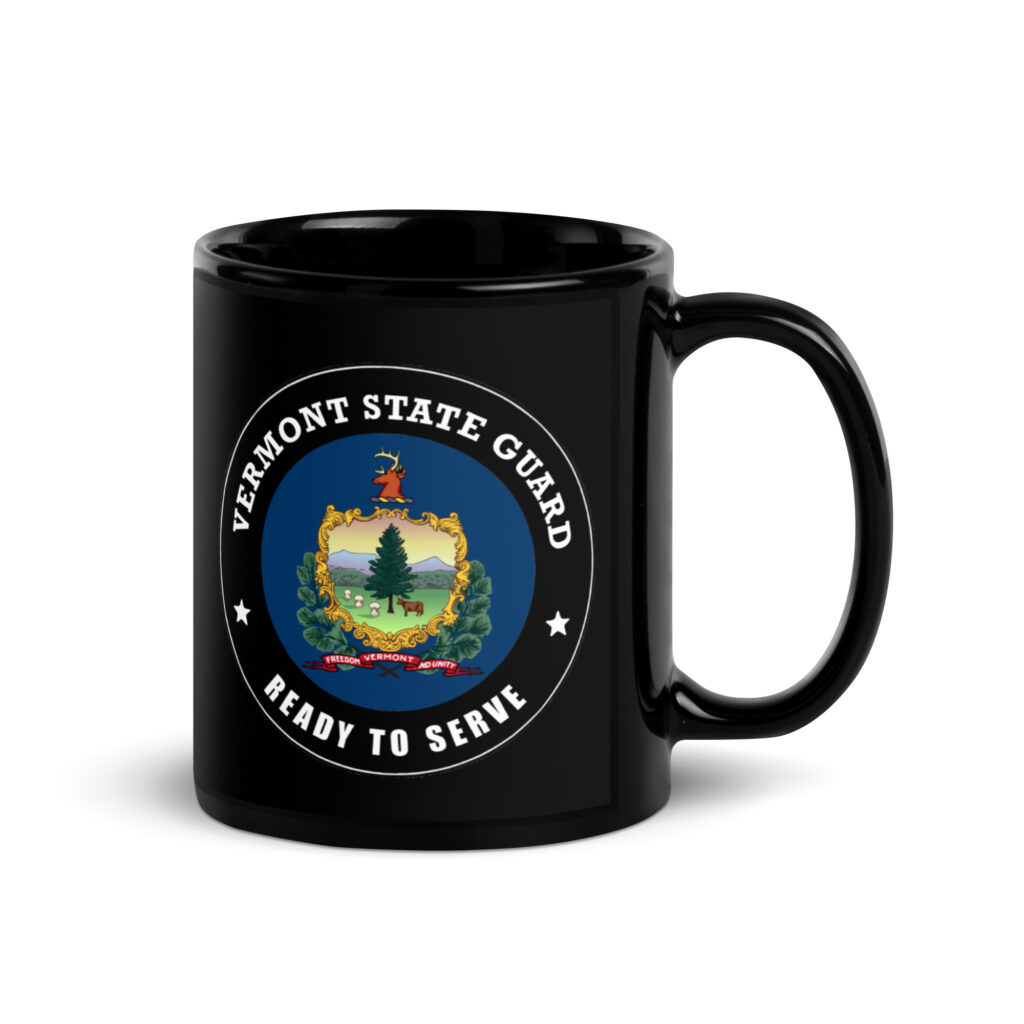 Vermont State Guard Black Glossy Mug - Image 2