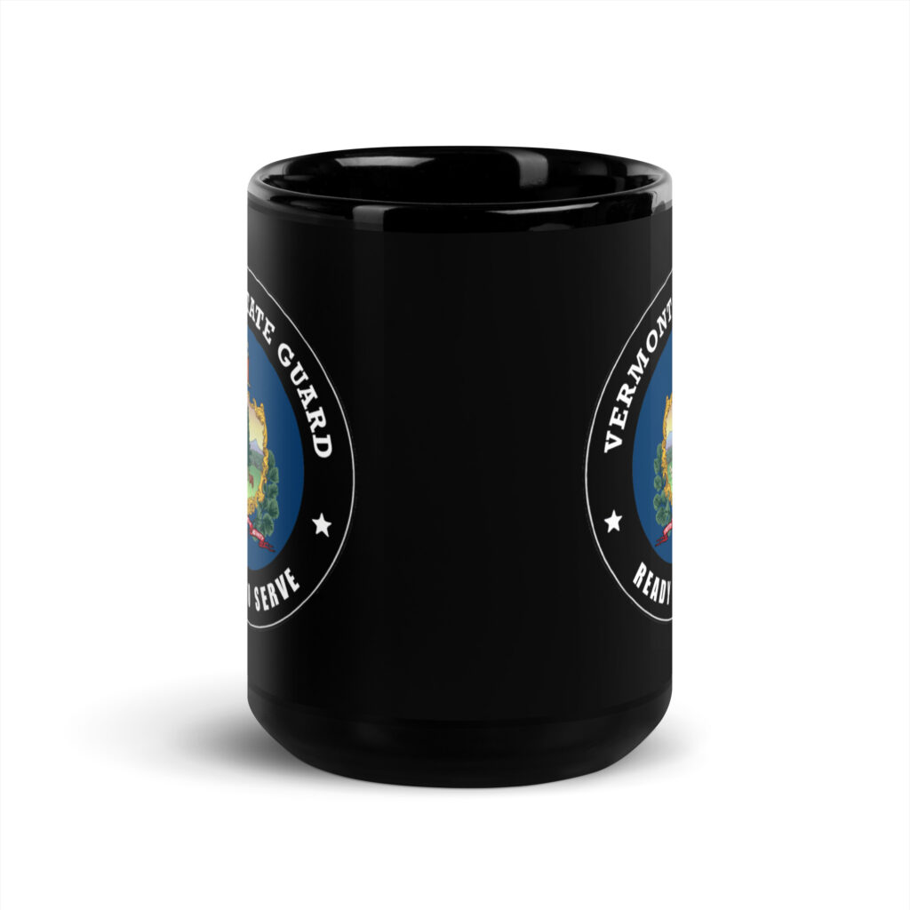 Vermont State Guard Black Glossy Mug - Image 6
