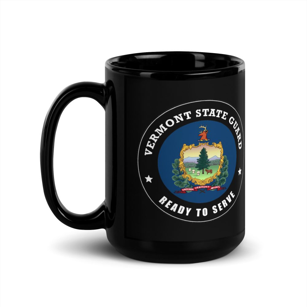 Vermont State Guard Black Glossy Mug - Image 4