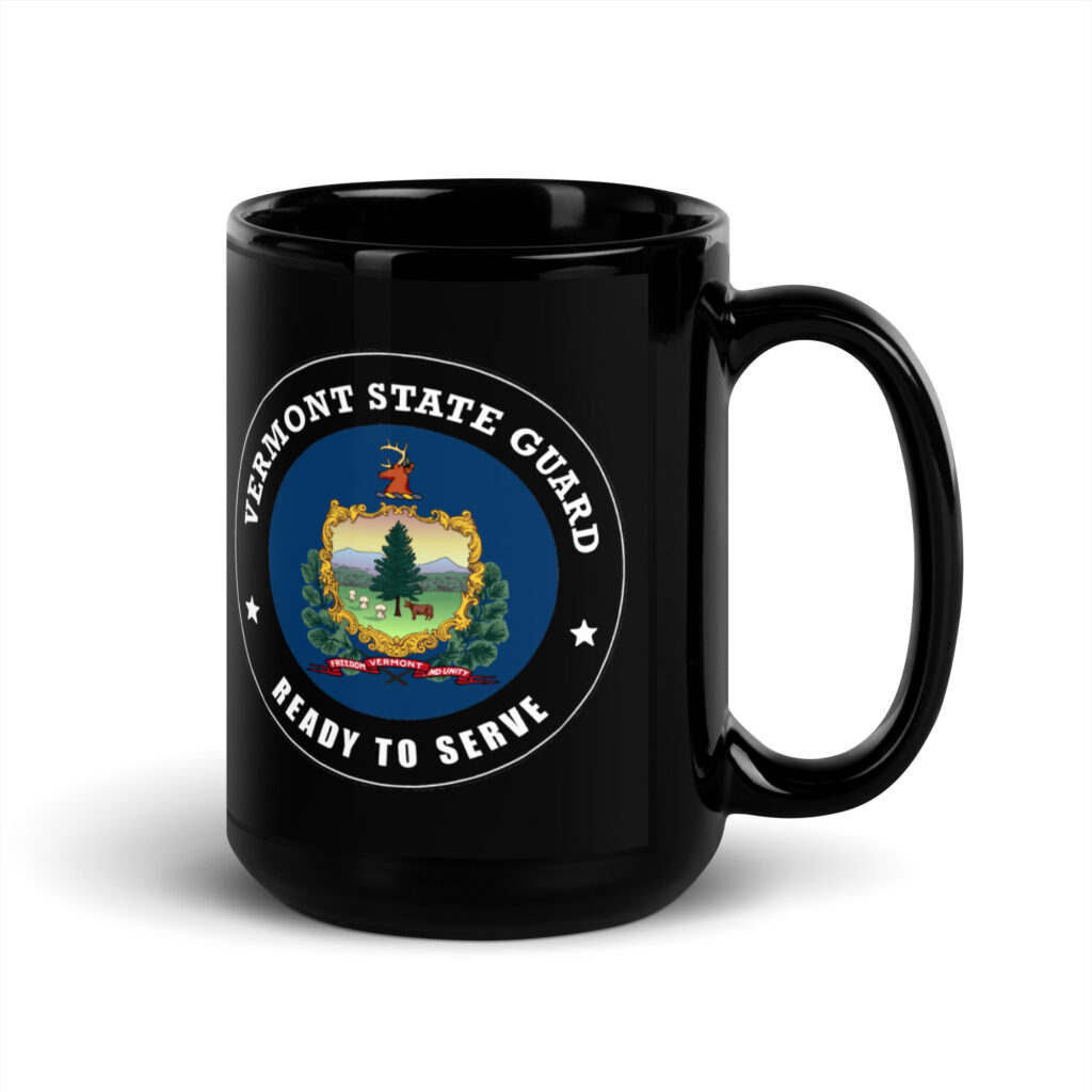 Vermont State Guard Black Glossy Mug - Image 5