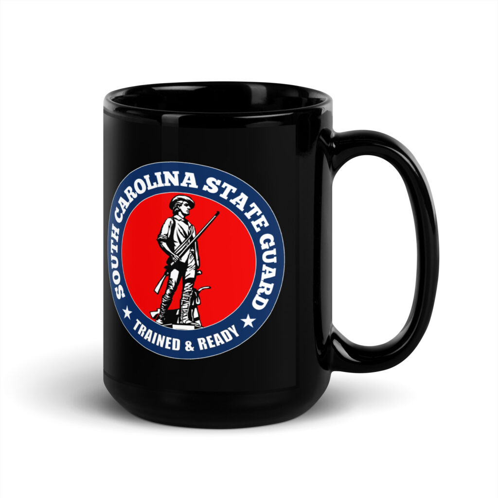 South Carolina State Guard Bold Minuteman Black Glossy Mug - Image 5