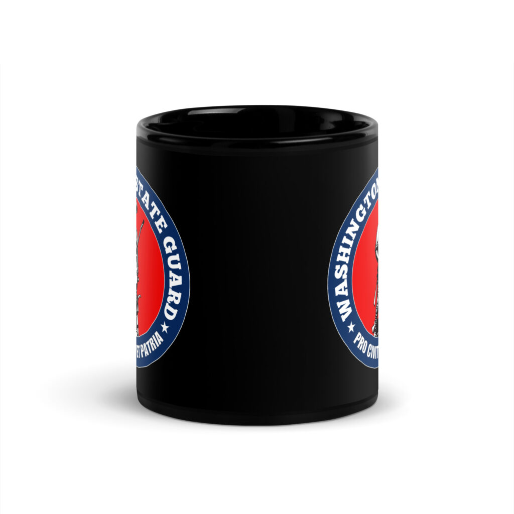 Washington State Guard Bold Minuteman Black Glossy Mug - Image 3