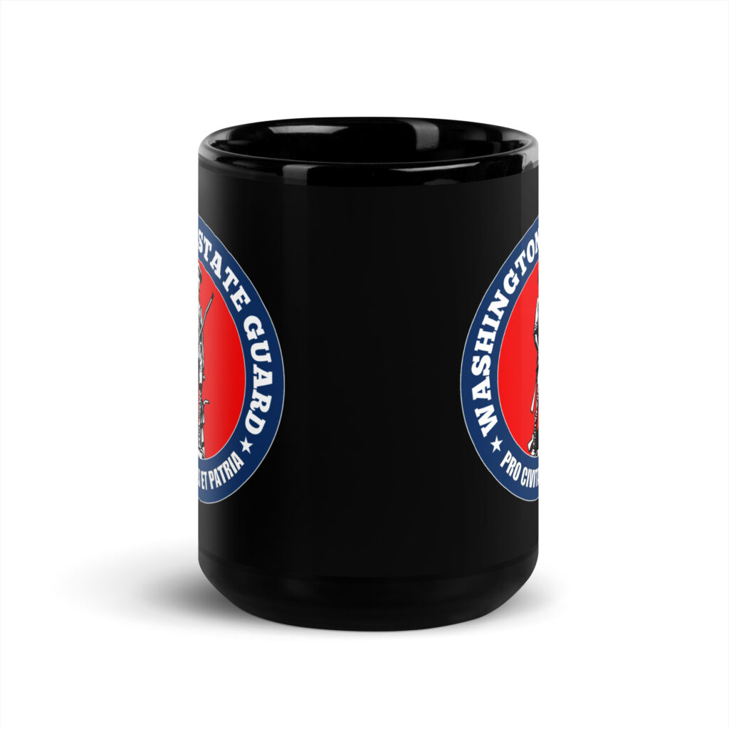 Washington State Guard Bold Minuteman Black Glossy Mug - Image 6