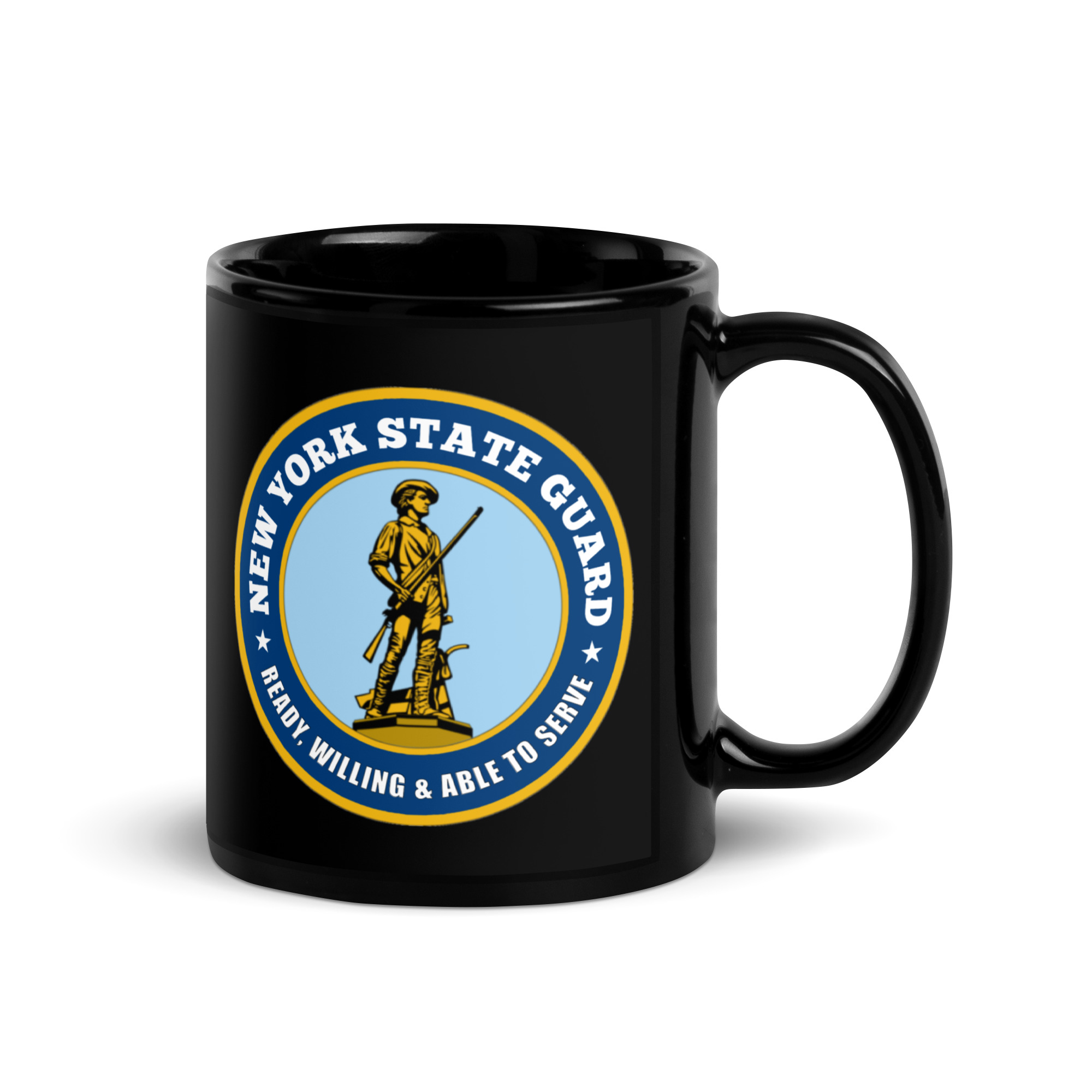 New York State Guard Minuteman Black Glossy Mug