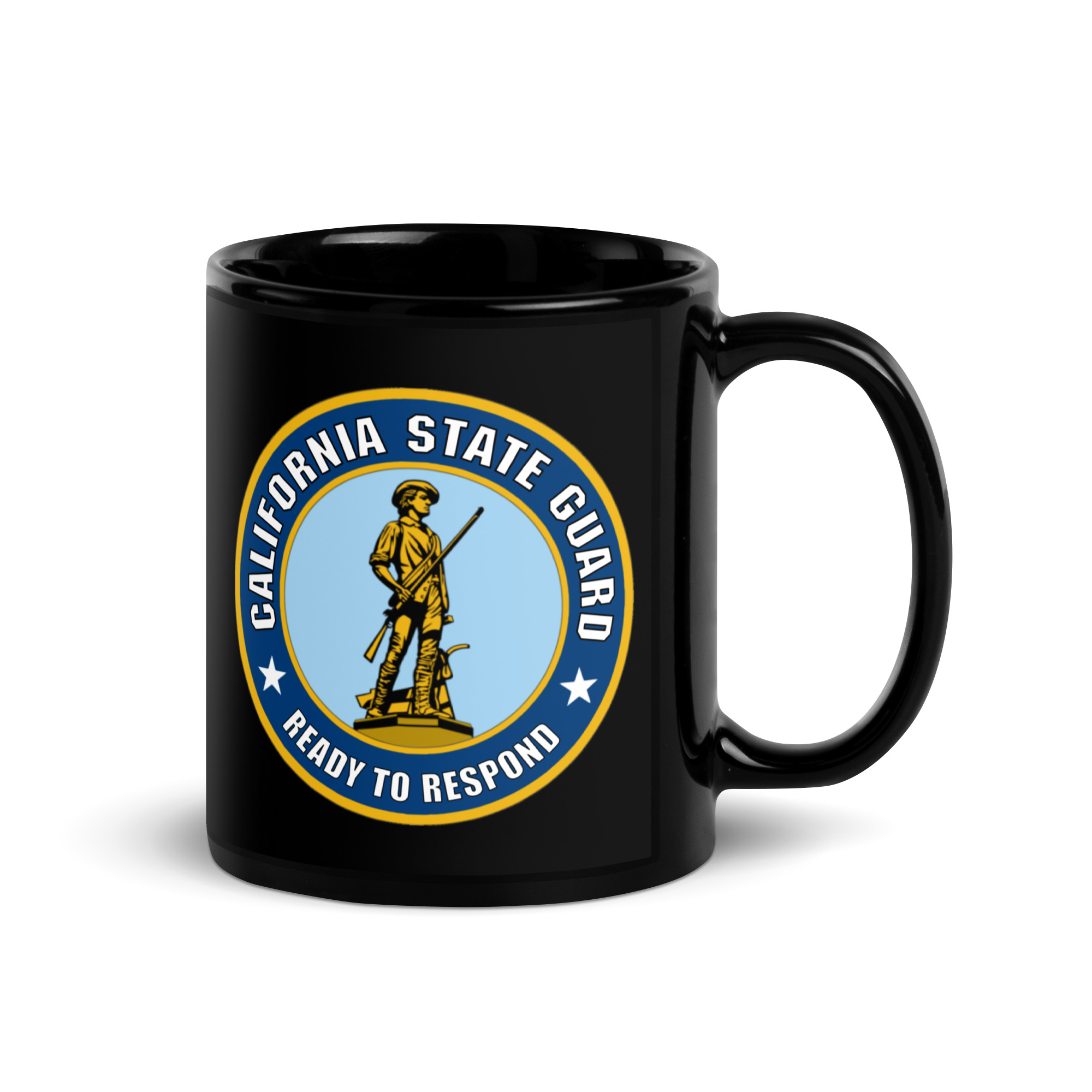 California State Guard Minuteman Black Glossy Mug