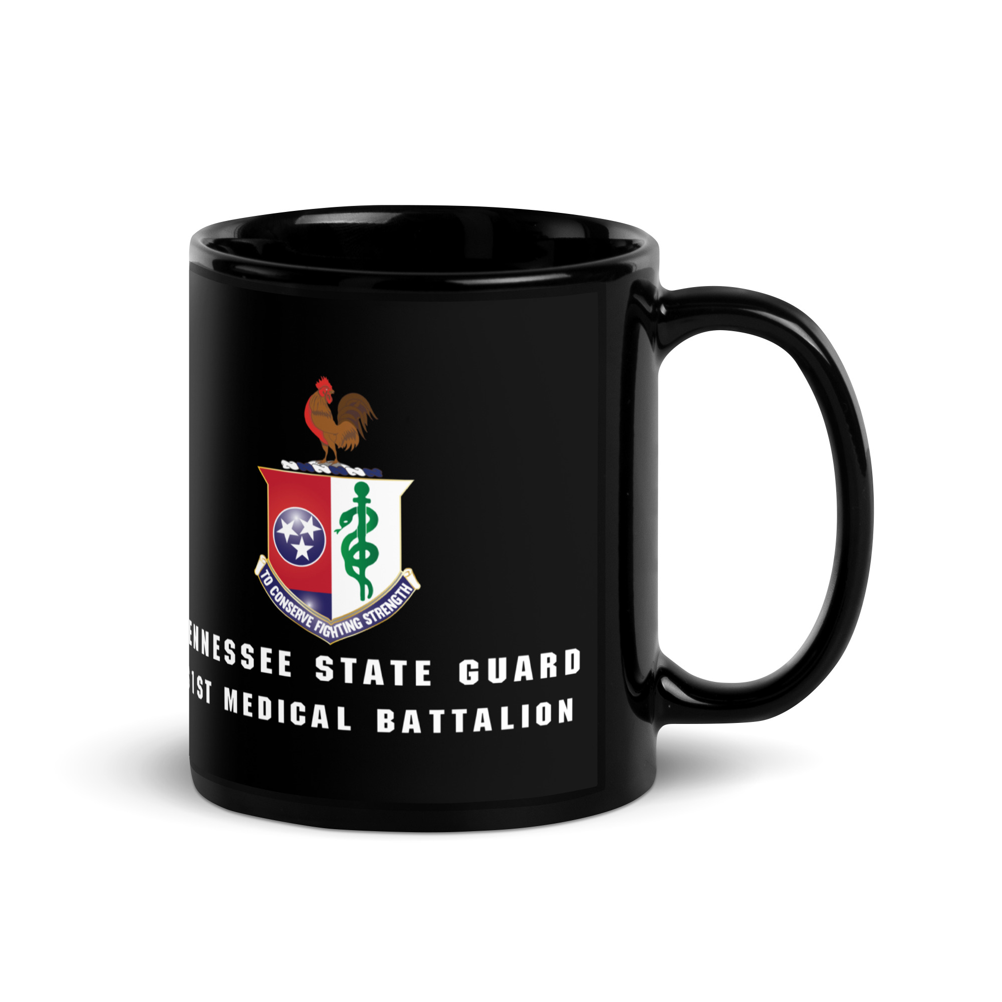 Tennessee State Guard 61st Medical Battalion Black Glossy Mug - Image 2