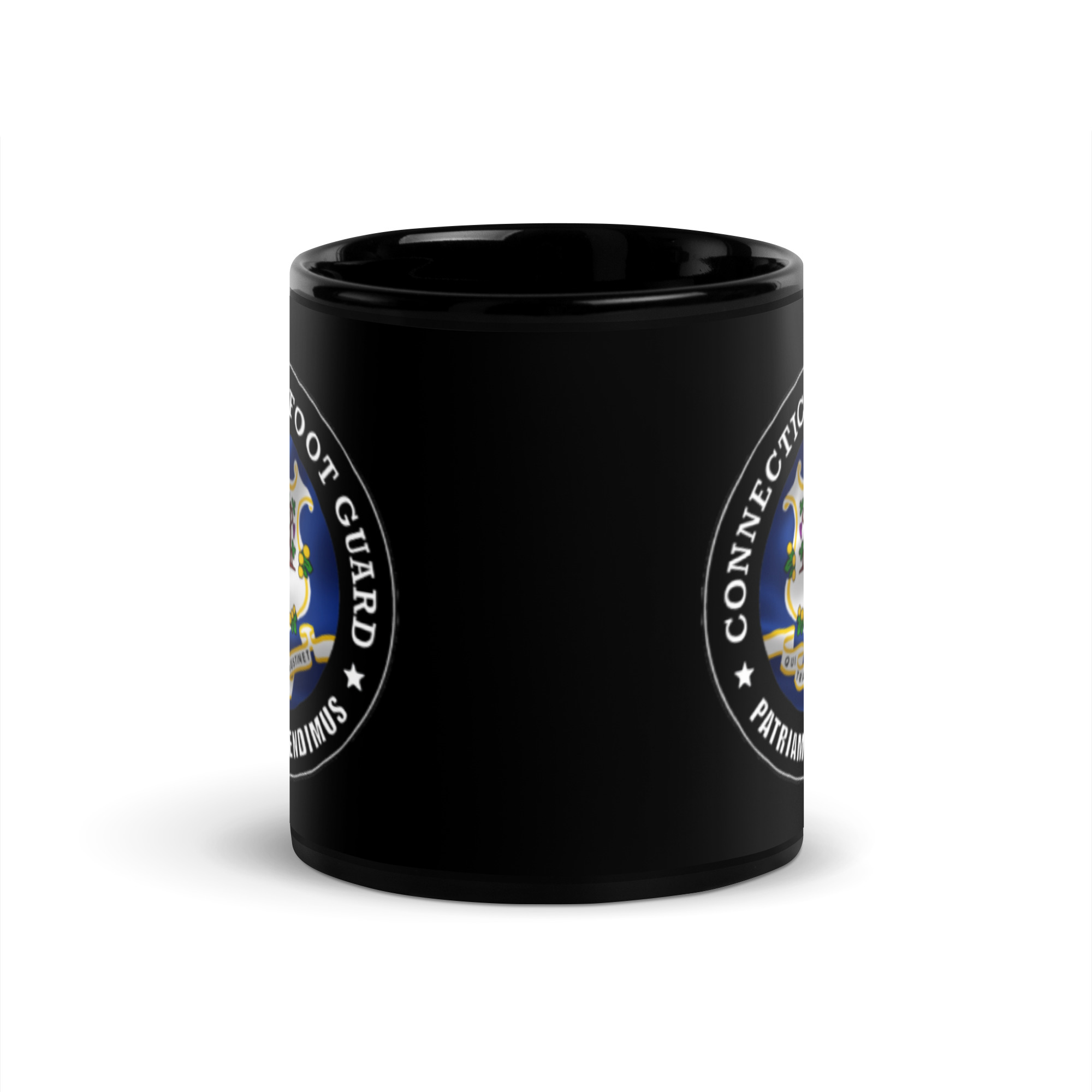 Connecticut Foot Guard Black Glossy Mug - Image 3