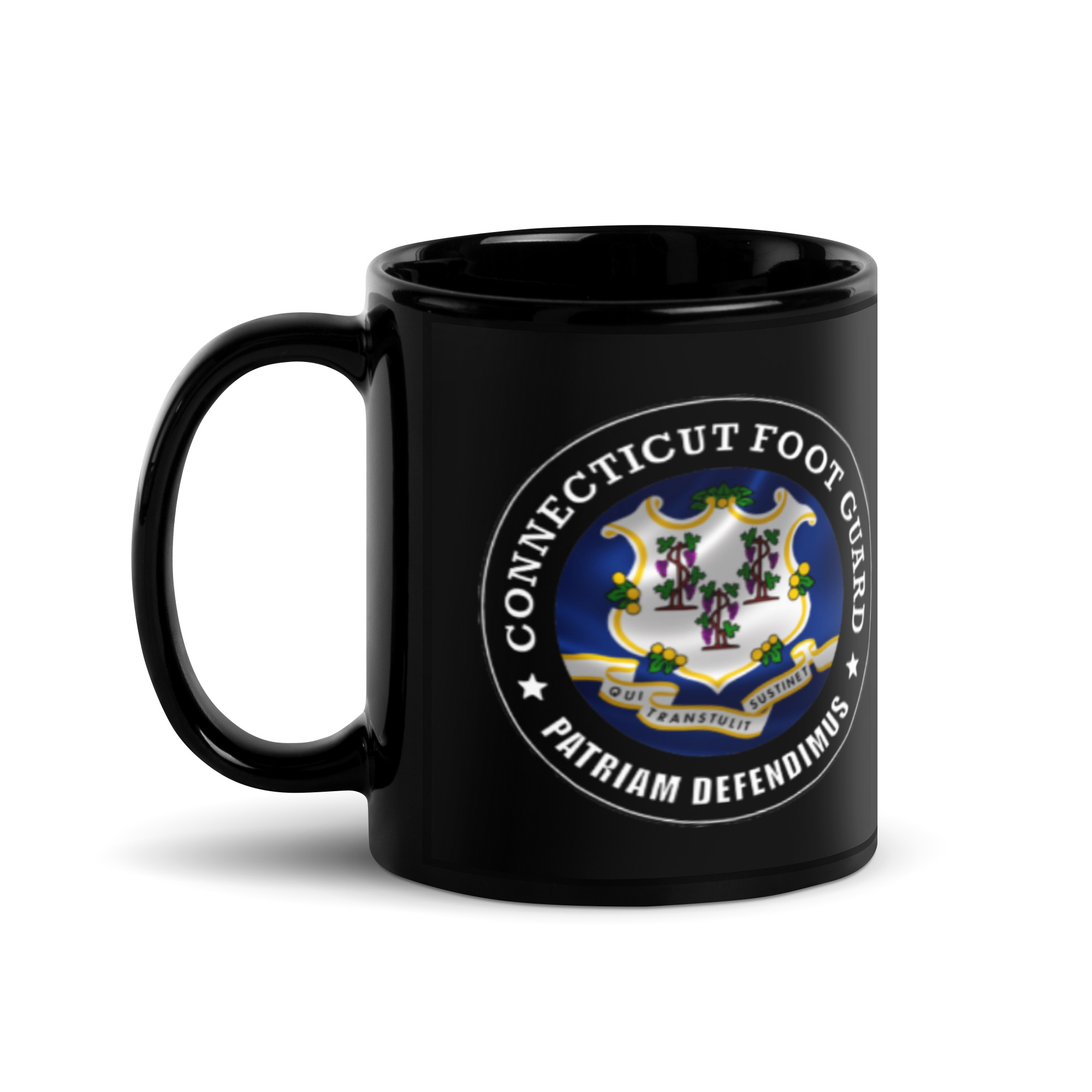 Connecticut Foot Guard Black Glossy Mug - Image 2