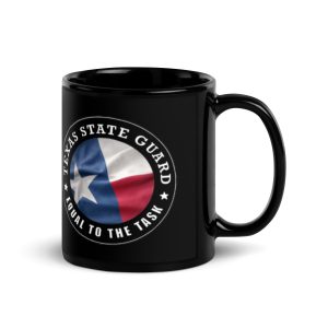 Texas State Guard 'Equal to the Task' Black Glossy Mug