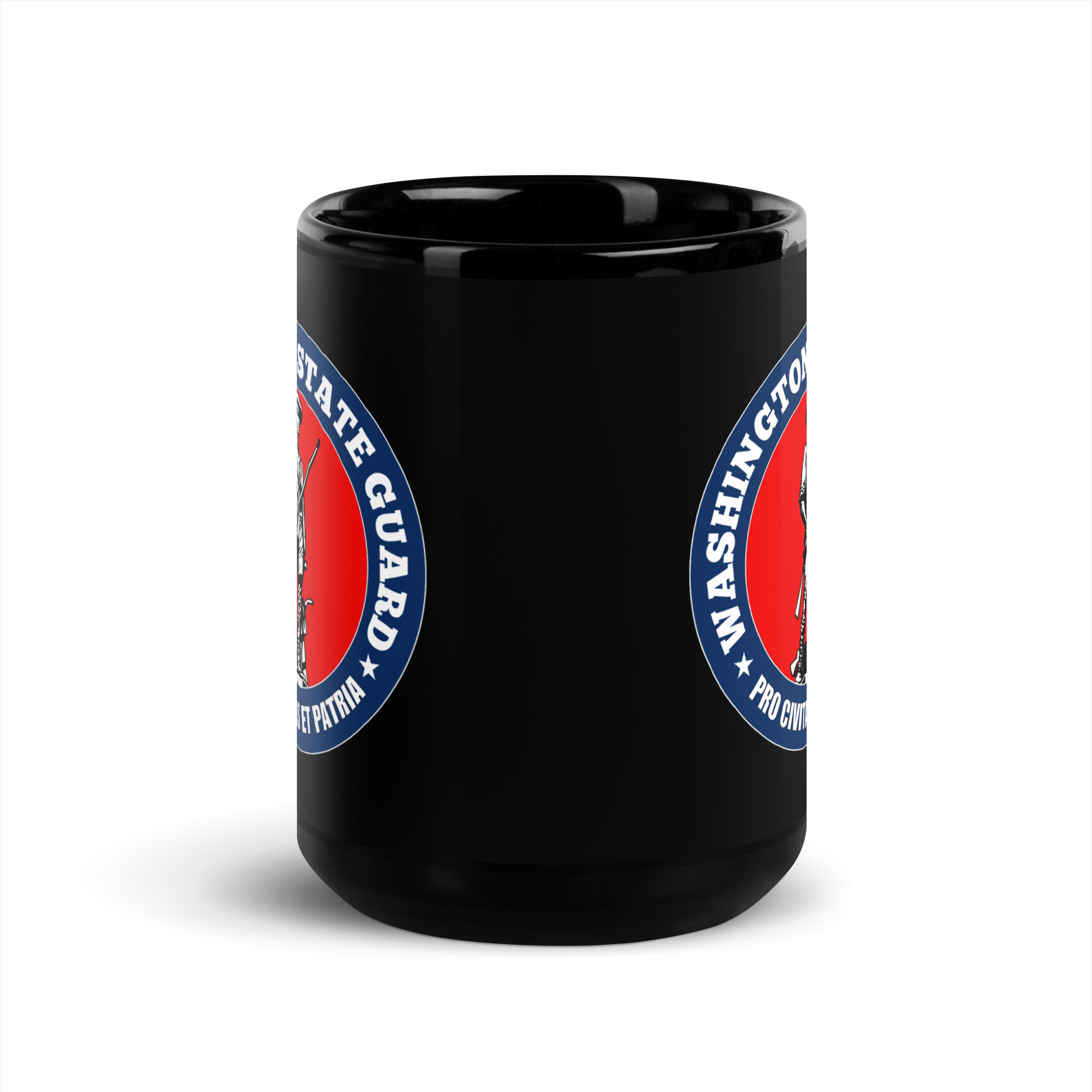 Washington State Guard Bold Minuteman Black Glossy Mug - Image 6