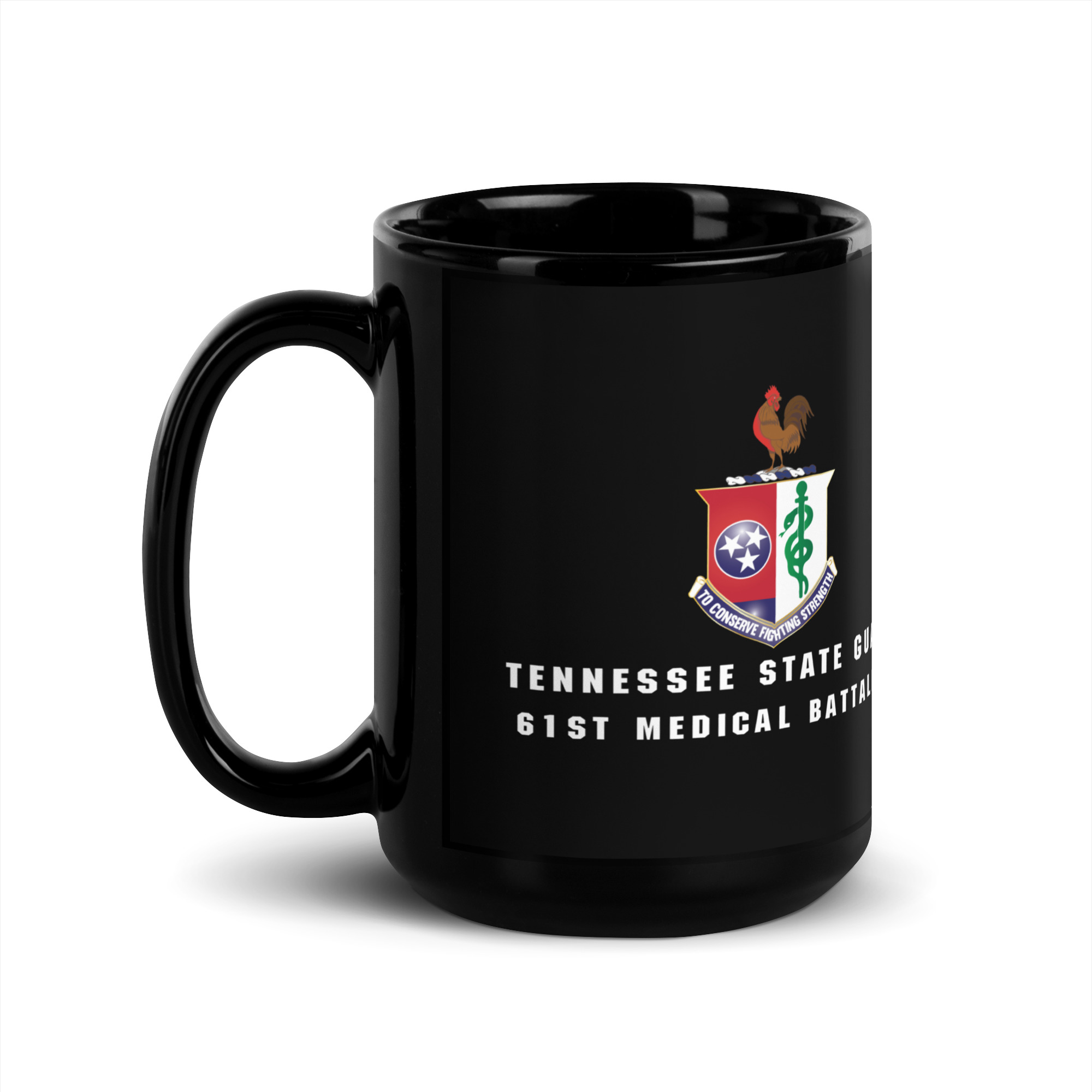 Tennessee State Guard 61st Medical Battalion Black Glossy Mug - Image 4