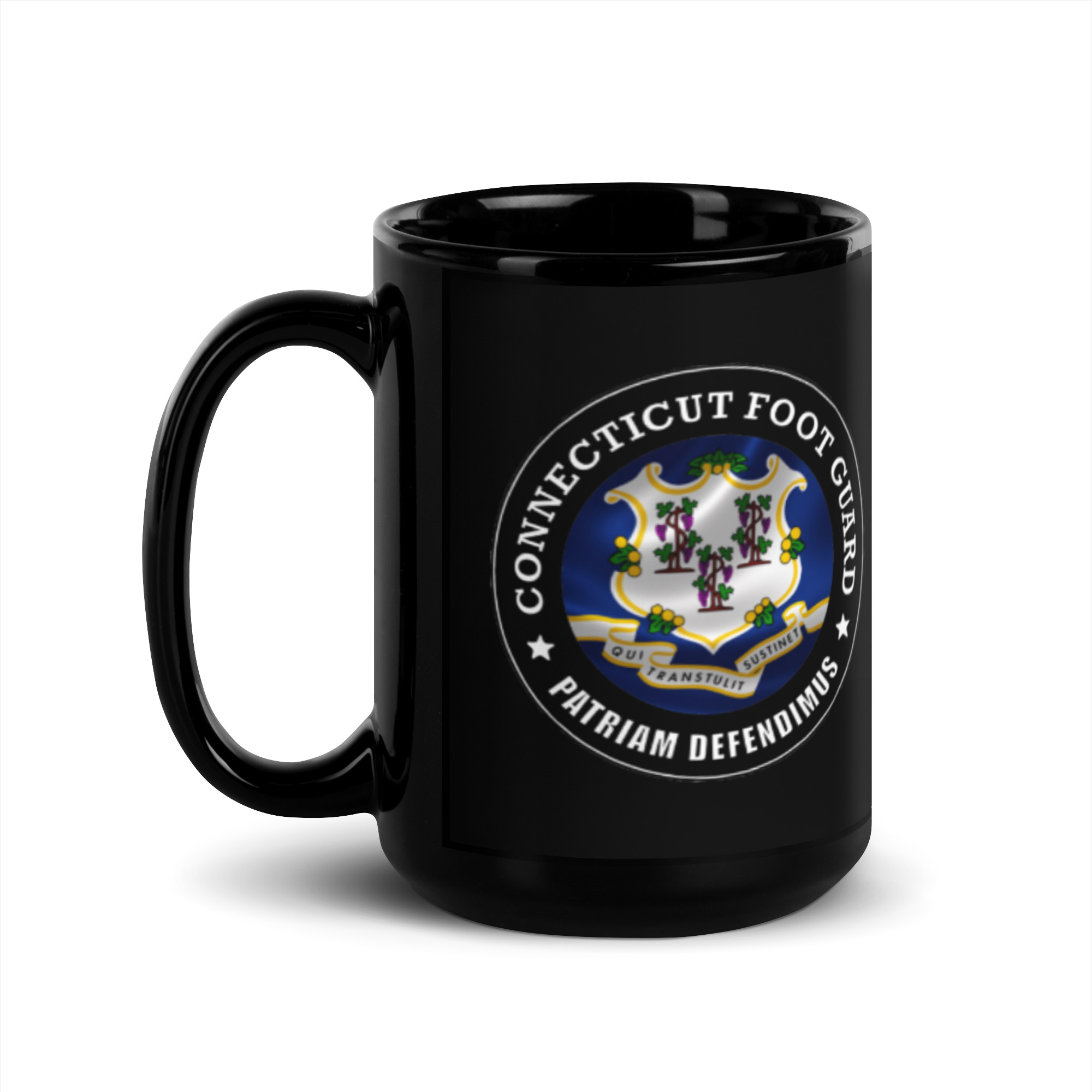 Connecticut Foot Guard Black Glossy Mug - Image 4