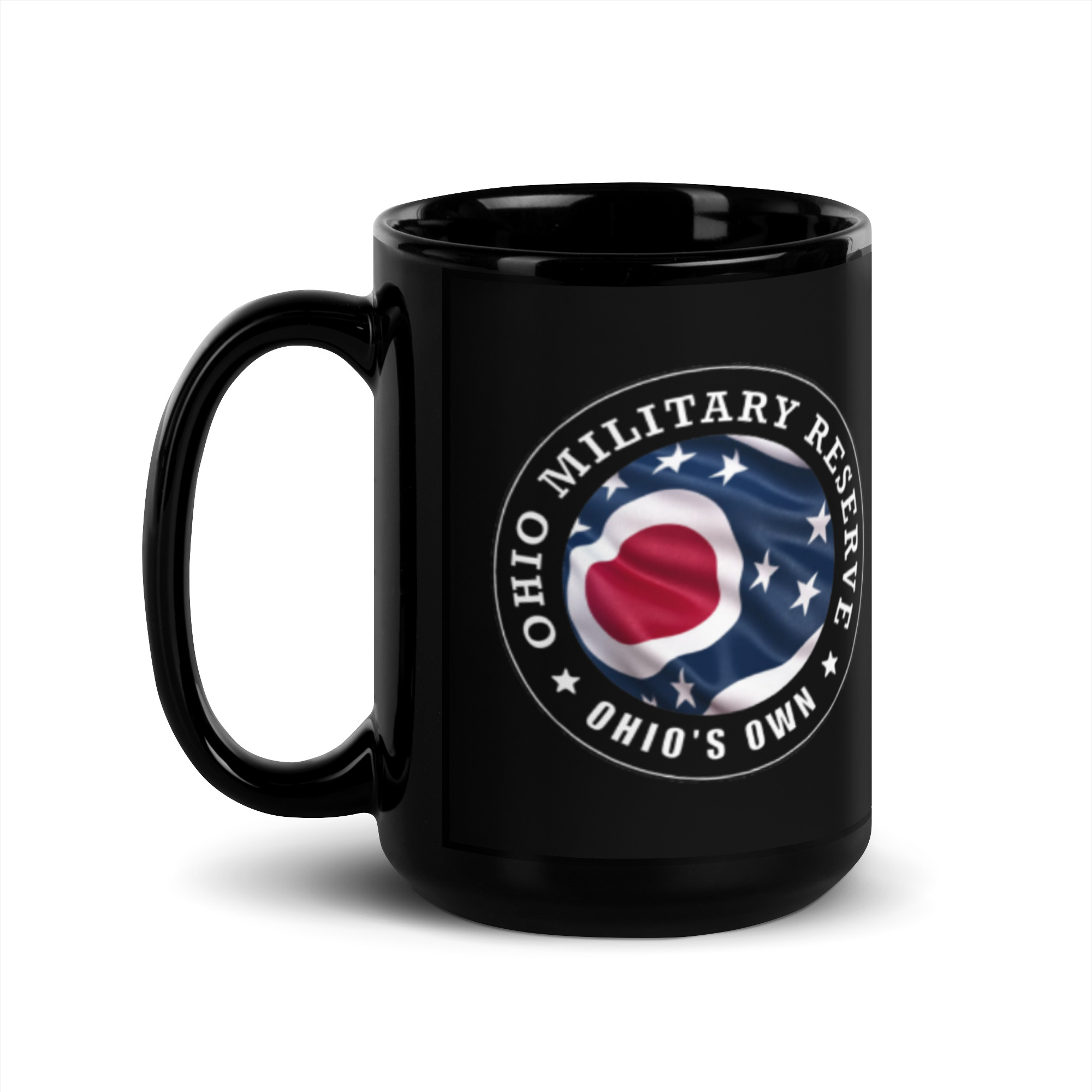 Ohio Military Reserve Black Glossy Mug - Image 4