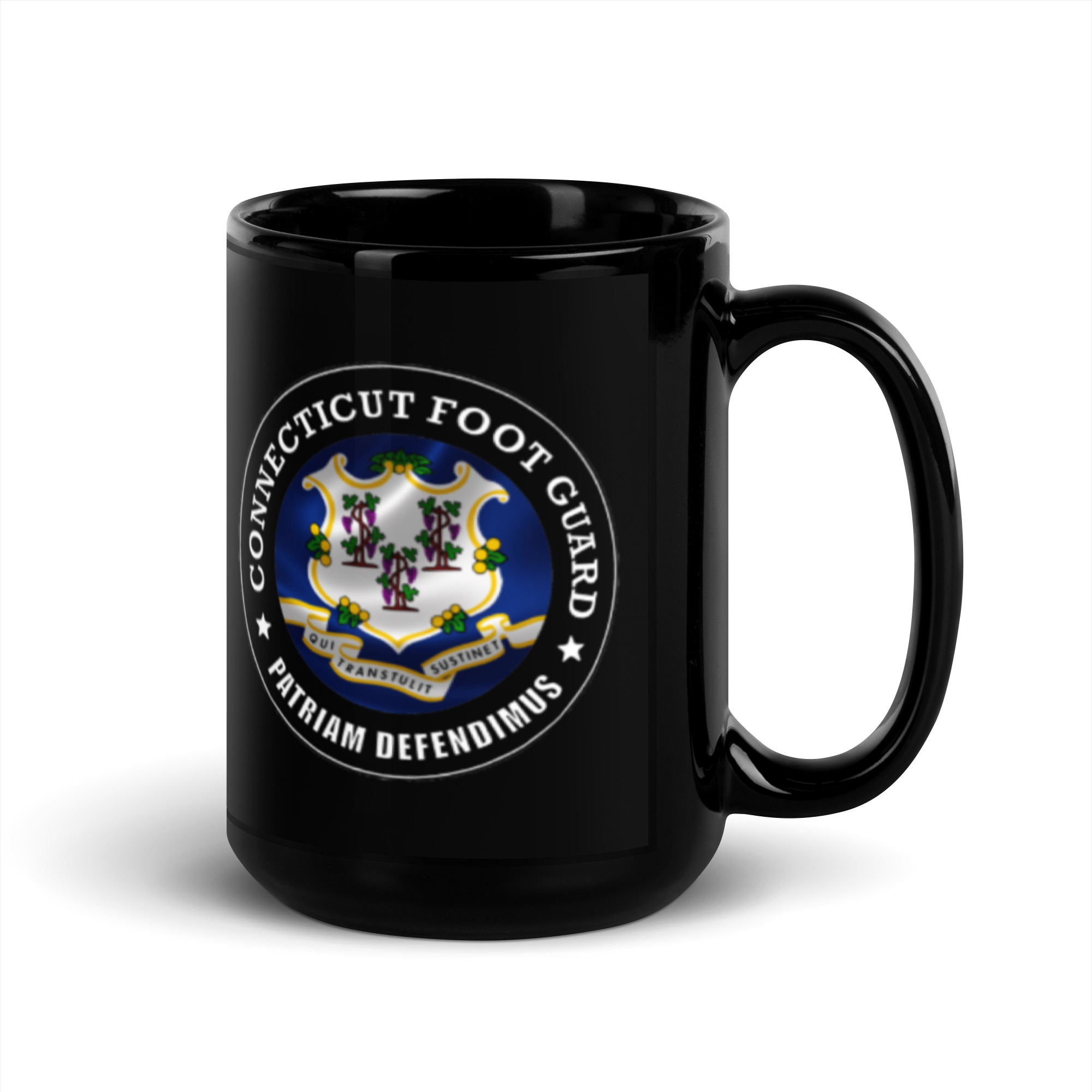 Connecticut Foot Guard Black Glossy Mug - Image 5