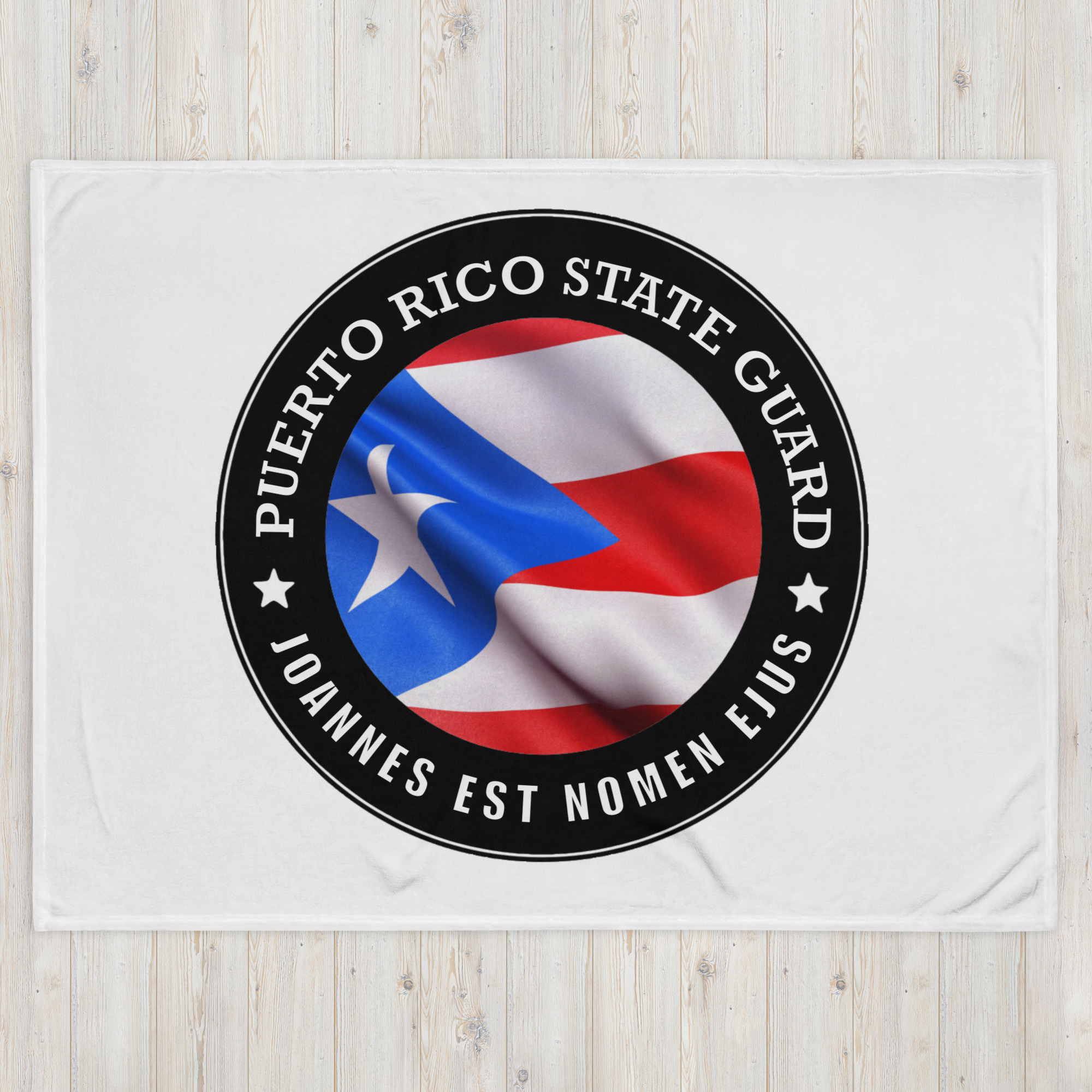 Puerto Rico State Guard ‘Joannes est nomen ejus’ Throw Blanket