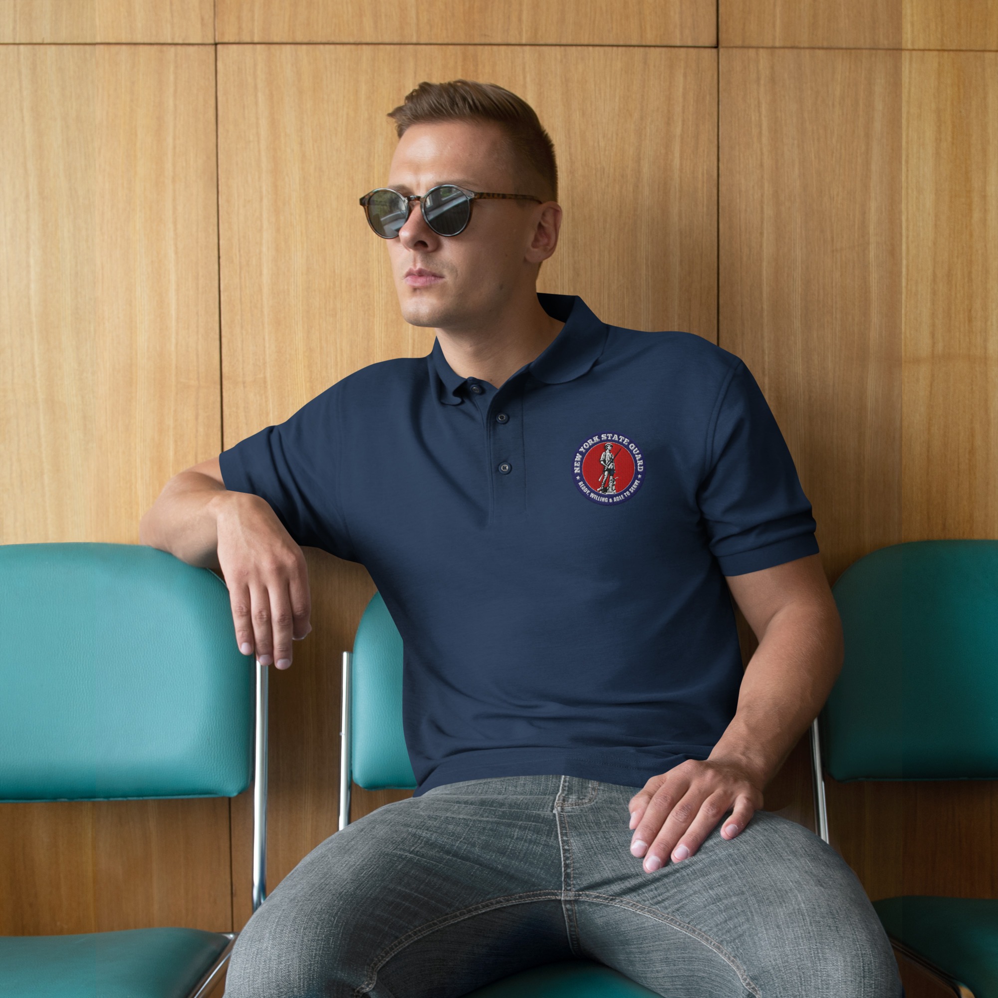 New York State Guard Bold Minuteman Polo Shirt - Image 3
