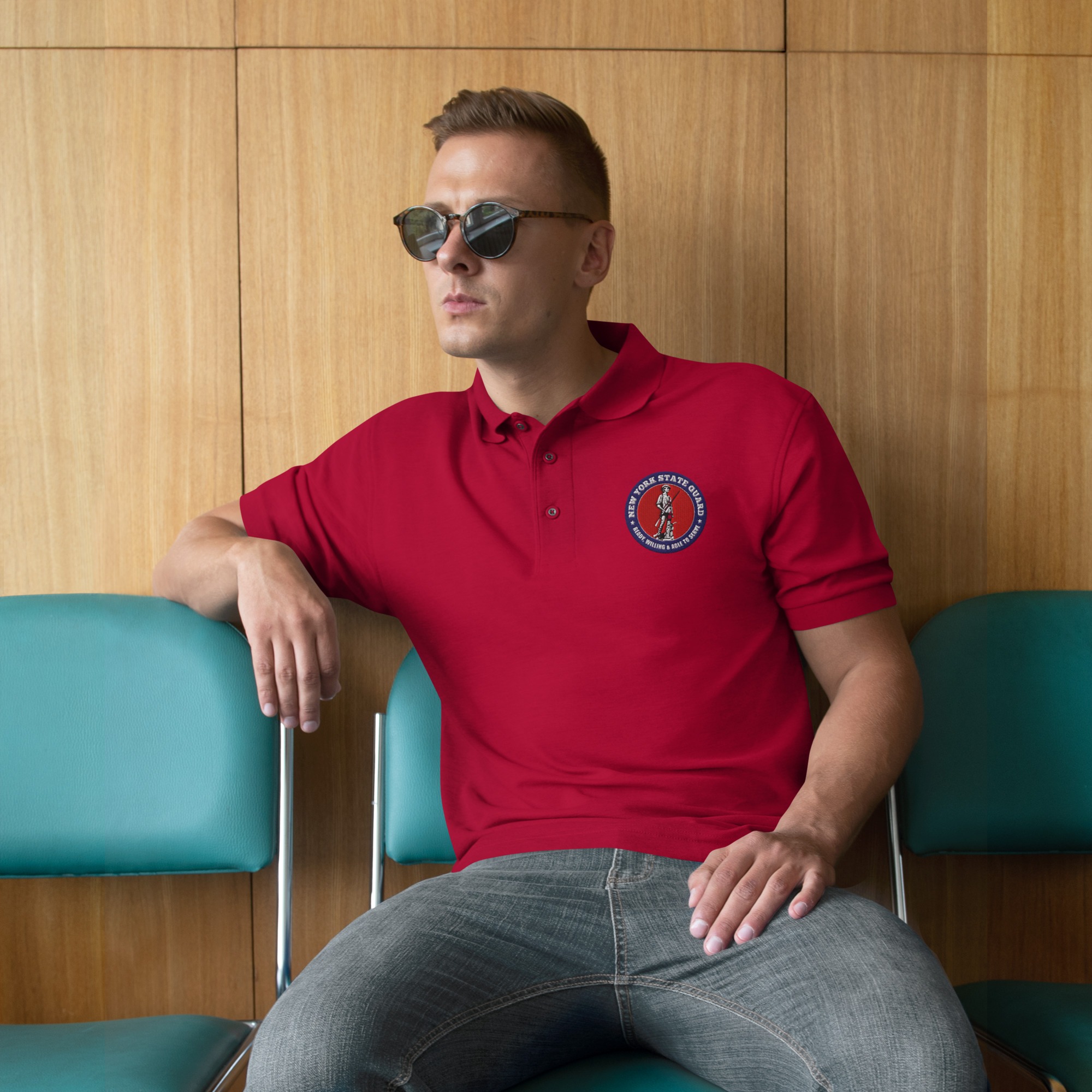 New York State Guard Bold Minuteman Polo Shirt - Image 2